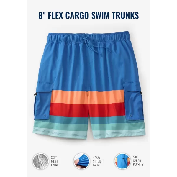 KingSize Mens Big ampamp Tall 8quot Flex Cargo Swim TrunksYellow Hibiscus