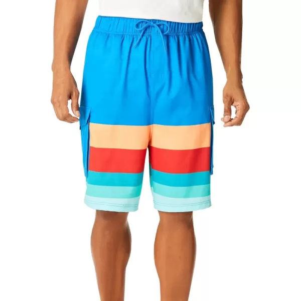 KingSize Mens Big ampamp Tall 8quot Flex Cargo Swim TrunksBright Blue Colorblock