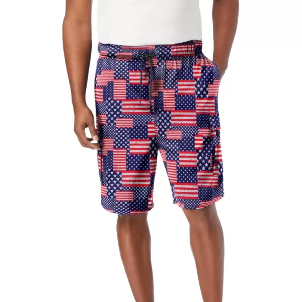 KingSize Mens Big ampamp Tall 8quot Flex Cargo Swim TrunksRed Blue Flag