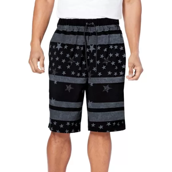 KingSize Mens Big ampamp Tall Basic 8quot 4Way Flex Swim TrunkBlack Grey Flag