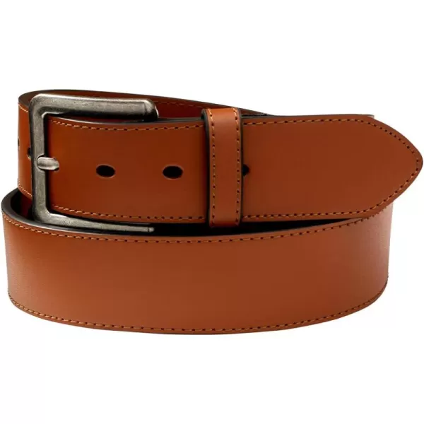 KingSize Mens Casual Stitched Edge Leather BeltCognac