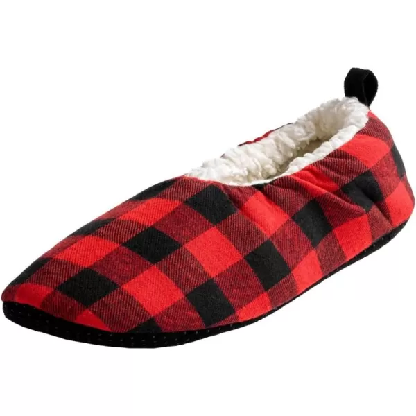 KingSize Mens Sherpa Lined Sock SlipperRed Plaid