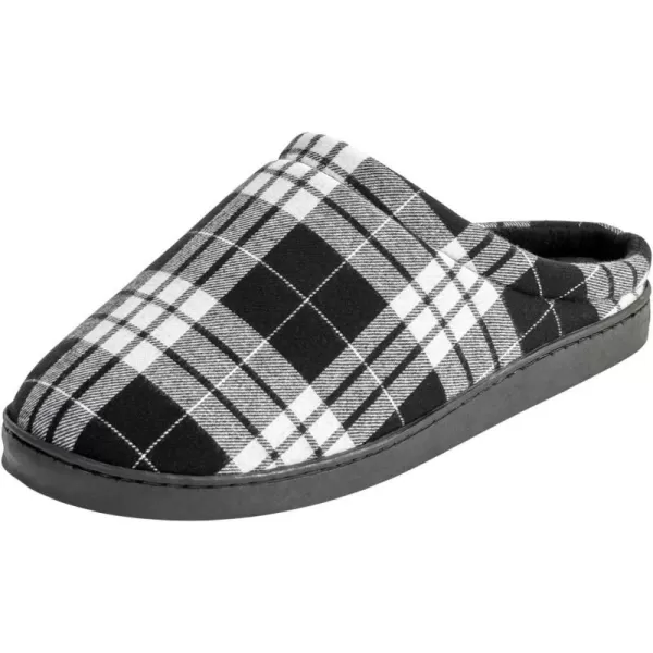 KingSize Mens Wide Width Fleece Clog SlippersHeather Grey Plaid 0497