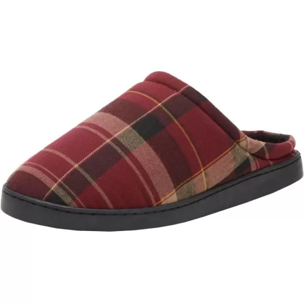 KingSize Mens Wide Width Fleece Clog SlippersOxblood Plaid 0638