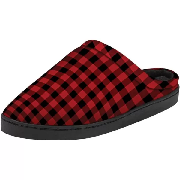 KingSize Mens Wide Width Fleece Clog SlippersRed Buffalo Check 0227