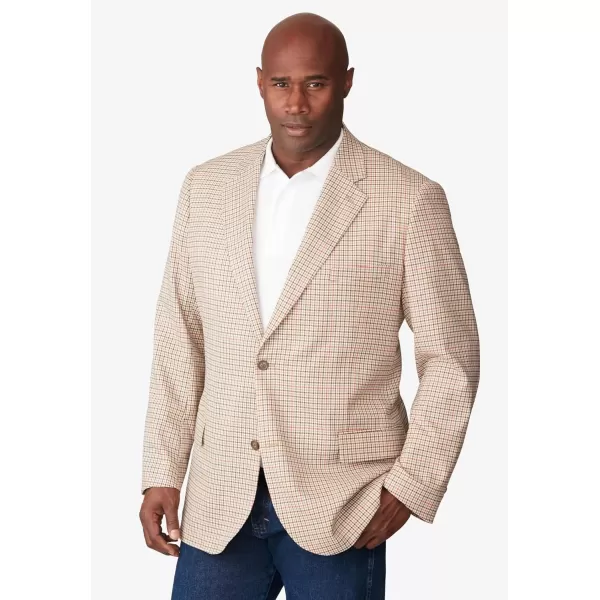 KingSize Mens Big ampamp Tall 2Button Classic BlazerNatural Check