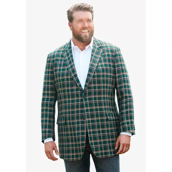 KingSize Mens Big ampamp Tall Holiday BlazerWine Tartan