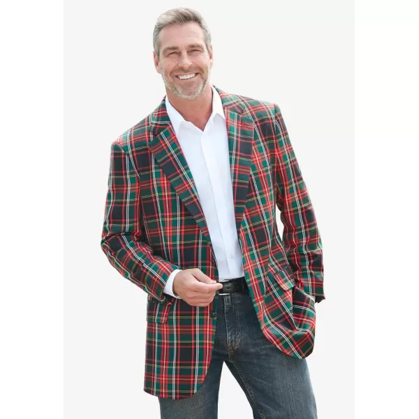 KingSize Mens Big ampamp Tall Holiday BlazerWine Tartan