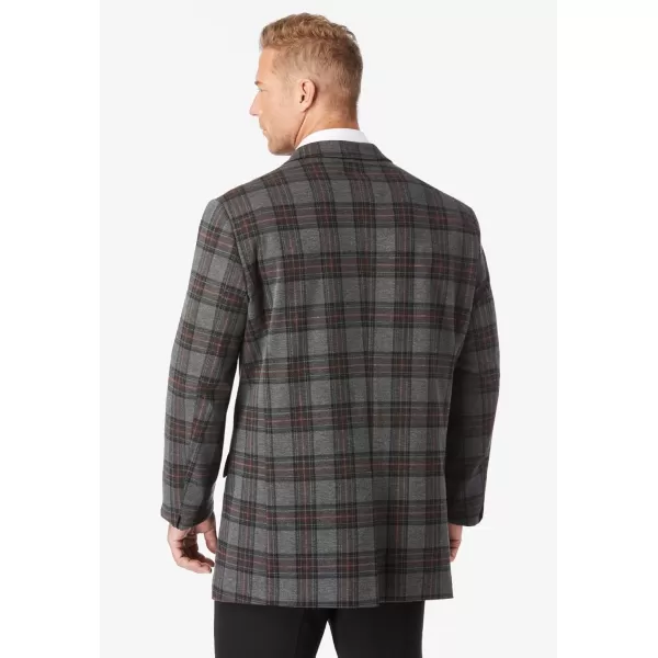 KingSize Mens Big ampamp Tall Ponte Stretch Knit BlazerBlack Plaid