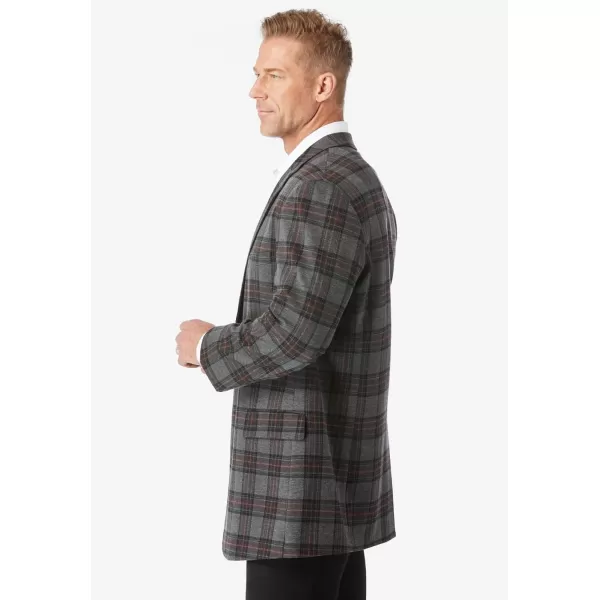 KingSize Mens Big ampamp Tall Ponte Stretch Knit BlazerBlack Plaid