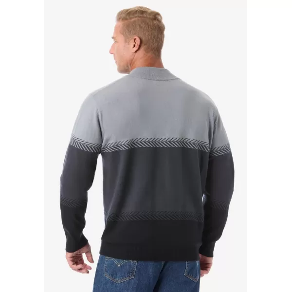 KingSize Mens Big ampamp Tall Quarter Zip Mock Neck Lightweight SweaterHeather Grey