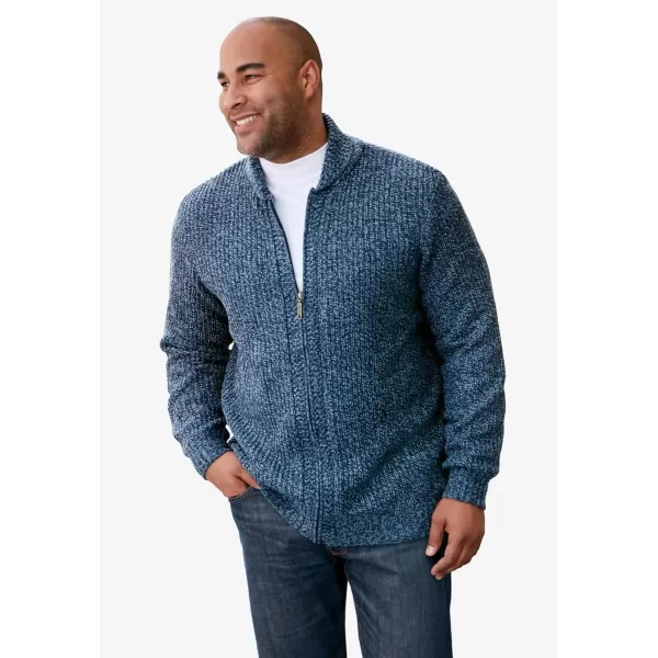 KingSize Mens Big ampamp Tall Shaker Knit ZipFront CardiganNavy Marl