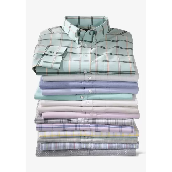 KingSize Mens Big ampamp Tall Tall WrinkleFree Oxford Dress ShirtGrey Plaid