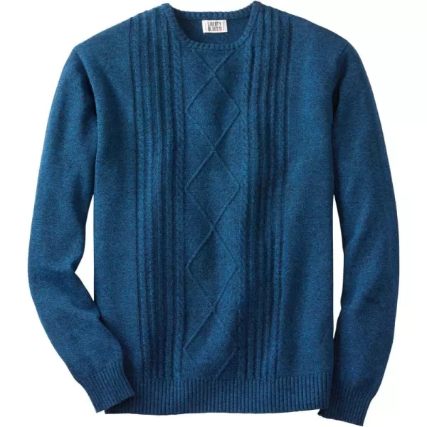 KingSize Liberty Blues Mens Big ampamp Tall Crewneck Cable Knit SweaterRoyal Blue Marl