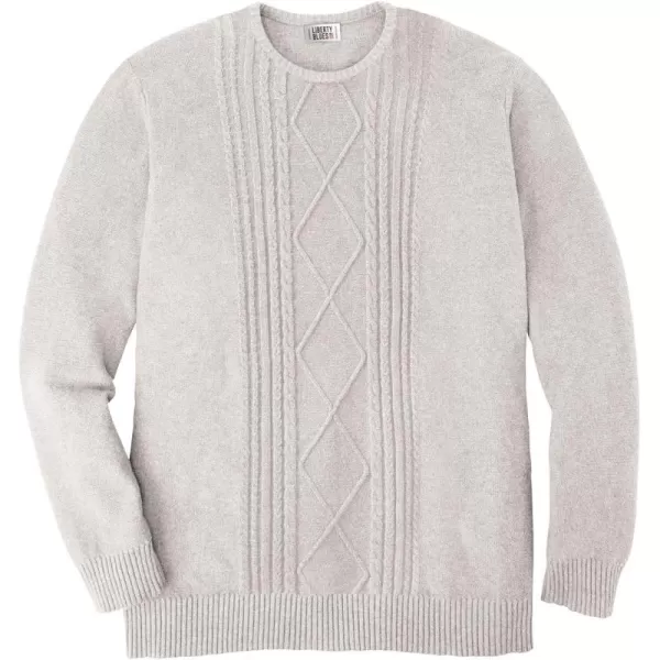 KingSize Liberty Blues Mens Big ampamp Tall Crewneck Cable Knit SweaterSand Stone