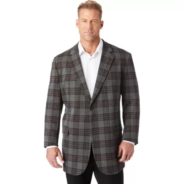 KingSize Mens Big ampamp Tall Ponte Stretch Knit BlazerGrey Plaid