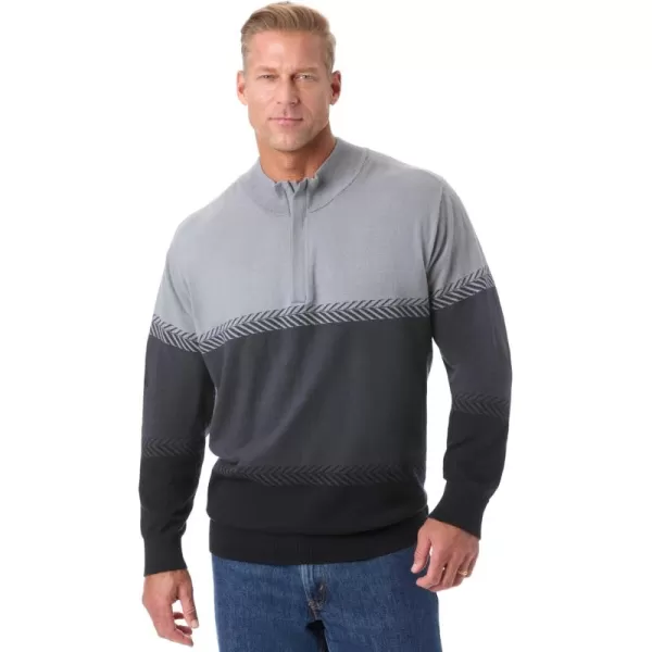 KingSize Mens Big ampamp Tall Quarter Zip Mock Neck Lightweight SweaterBlack Ombre