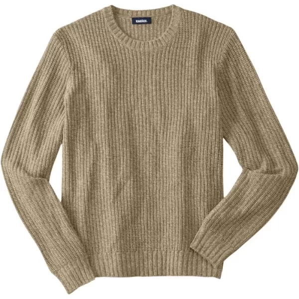 KingSize Mens Big ampamp Tall Shaker Knit Crewneck SweaterKhaki Marl