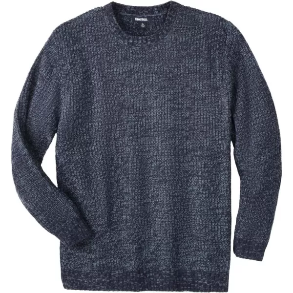 KingSize Mens Big ampamp Tall Shaker Knit Crewneck SweaterNavy Marl Stripe