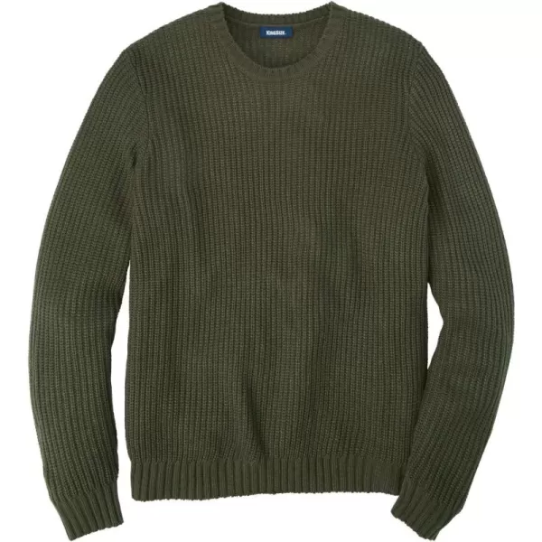 KingSize Mens Big ampamp Tall Shaker Knit Crewneck SweaterOlive