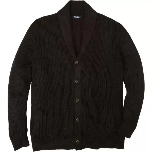 KingSize Mens Big ampamp Tall Shaker Knit ShawlCollar Cardigan SweaterBlack