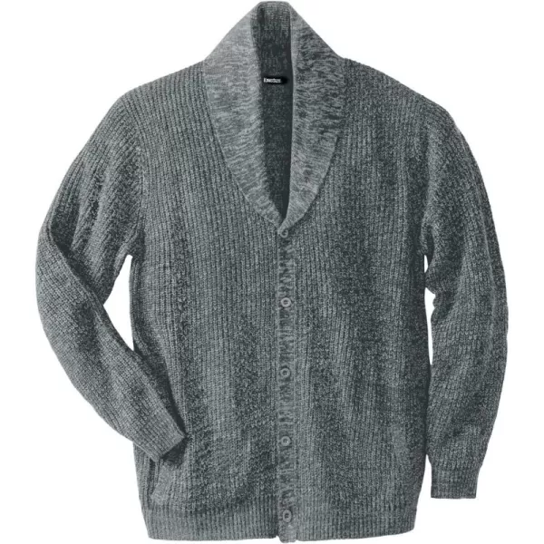 KingSize Mens Big ampamp Tall Shaker Knit ShawlCollar Cardigan SweaterGrey Marl