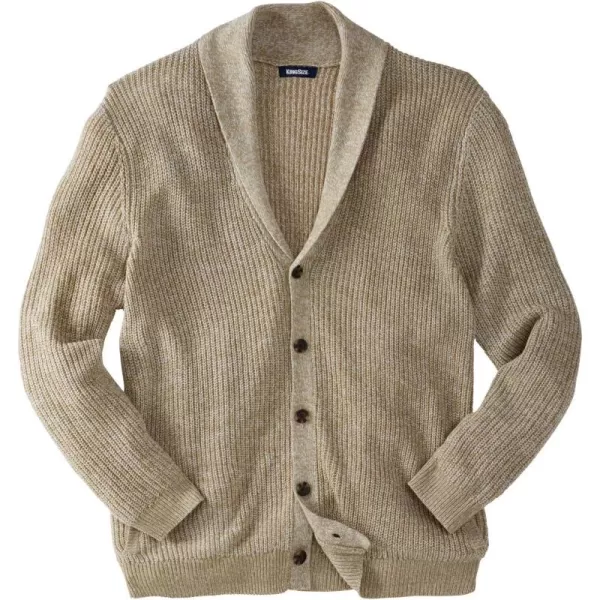 KingSize Mens Big ampamp Tall Shaker Knit ShawlCollar Cardigan SweaterKhaki Marl