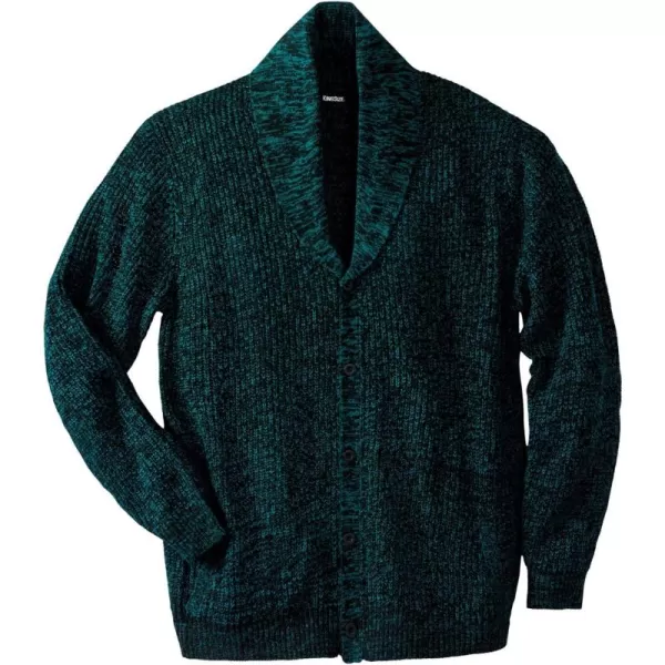 KingSize Mens Big ampamp Tall Shaker Knit ShawlCollar Cardigan SweaterMidnight Teal Marl