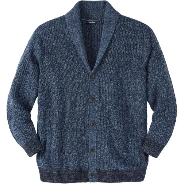 KingSize Mens Big ampamp Tall Shaker Knit ShawlCollar Cardigan SweaterNavy Marl