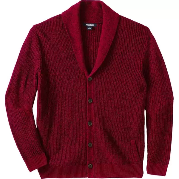 KingSize Mens Big ampamp Tall Shaker Knit ShawlCollar Cardigan SweaterRich Burgundy Marl