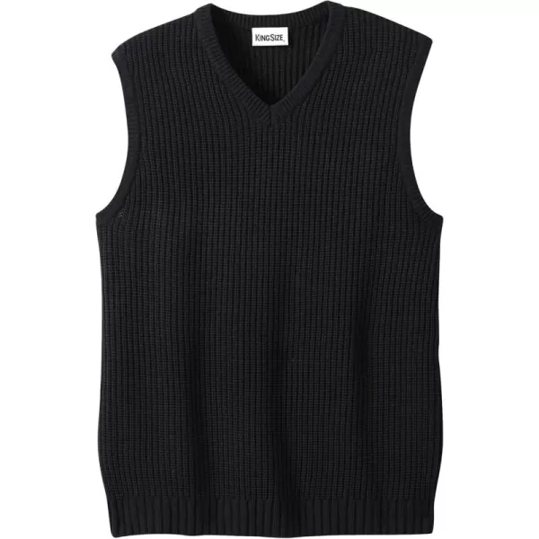 KingSize Mens Big ampamp Tall Shaker Knit VNeck Sweater VestBlack