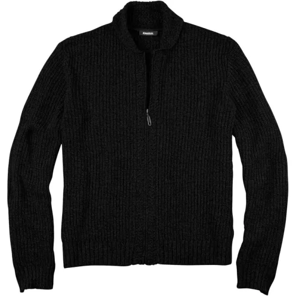 KingSize Mens Big ampamp Tall Shaker Knit ZipFront CardiganBlack