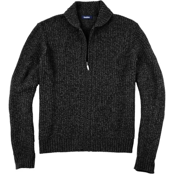 KingSize Mens Big ampamp Tall Shaker Knit ZipFront CardiganBlack Marl