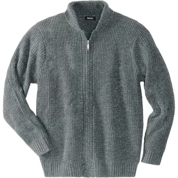 KingSize Mens Big ampamp Tall Shaker Knit ZipFront CardiganGrey Marl