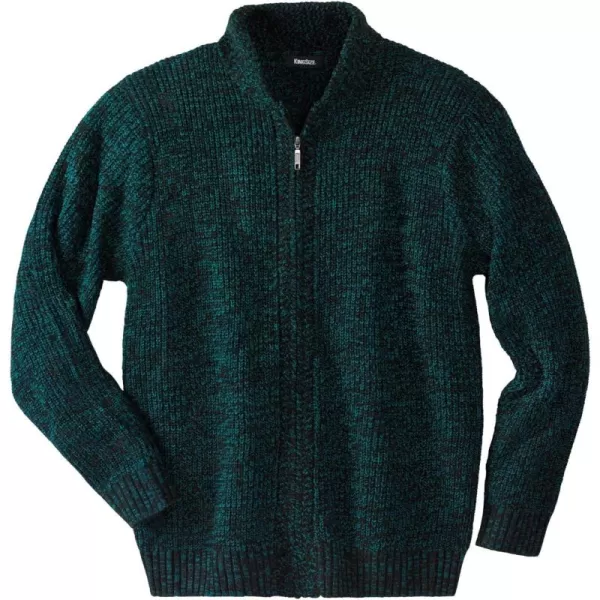 KingSize Mens Big ampamp Tall Shaker Knit ZipFront CardiganMidnight Teal Marl