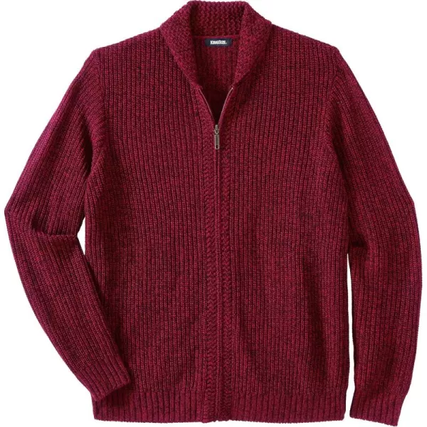 KingSize Mens Big ampamp Tall Shaker Knit ZipFront CardiganRich Burgundy Marl