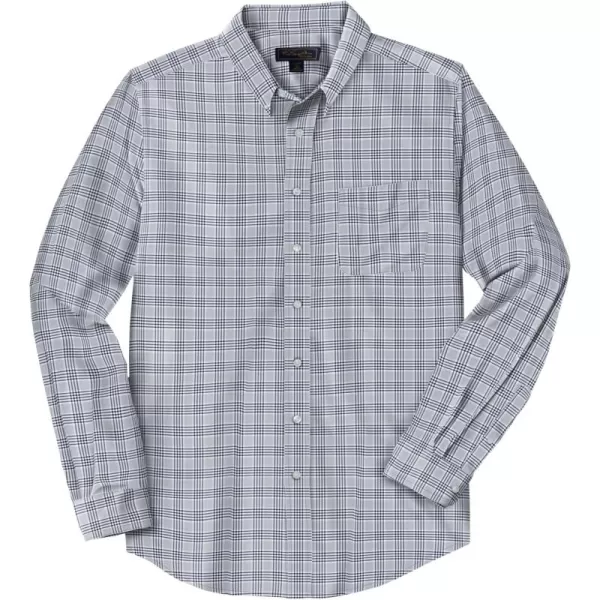 KingSize Mens Big ampamp Tall Tall WrinkleFree Oxford Dress ShirtGrey Plaid