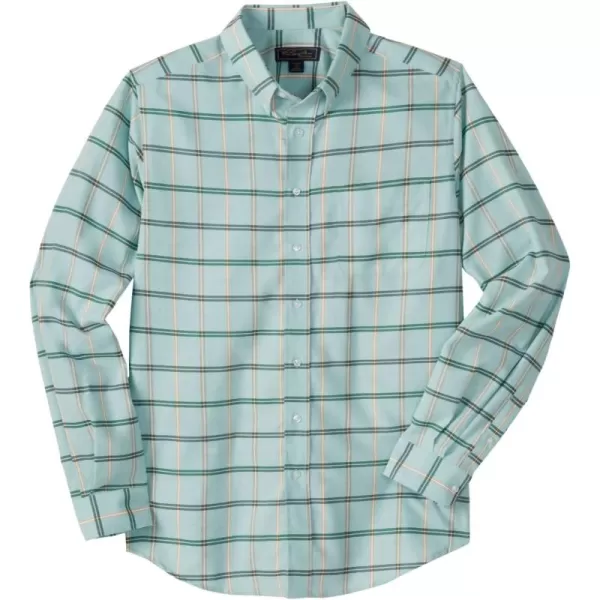 KingSize Mens Big ampamp Tall Tall WrinkleFree Oxford Dress ShirtTidal Green Windowpane