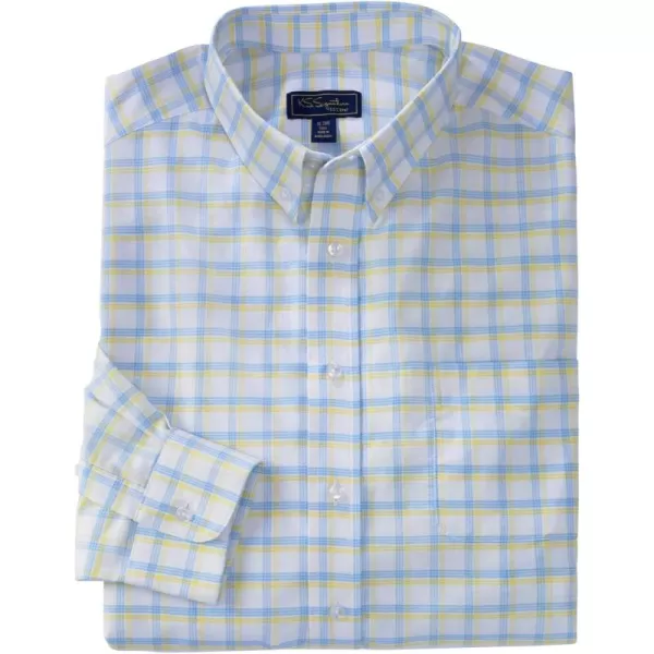 KingSize Mens Big ampamp Tall Tall WrinkleFree Oxford Dress ShirtWhite Check