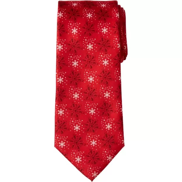 KingSize Mens Extra Long Novelty Holiday TieBurgundy Snowflake