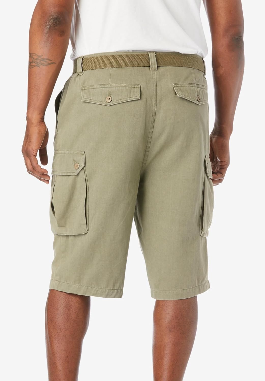 KingSize Mens Big ampamp Tall 12quot Side Elastic Cargo Short with Twill BeltBlack Camo