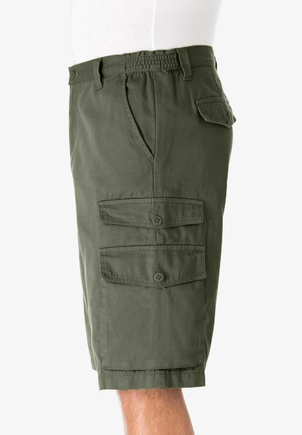 KingSize Mens Big ampamp Tall 12quot Side Elastic Cargo ShortsSteel