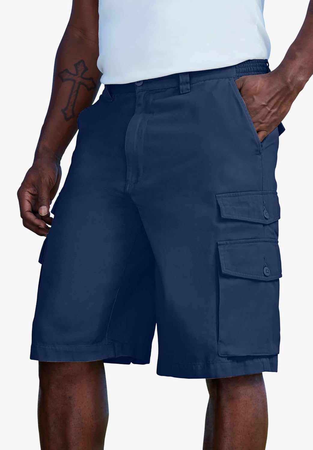 KingSize Mens Big ampamp Tall 12quot Side Elastic Cargo ShortsStonewash