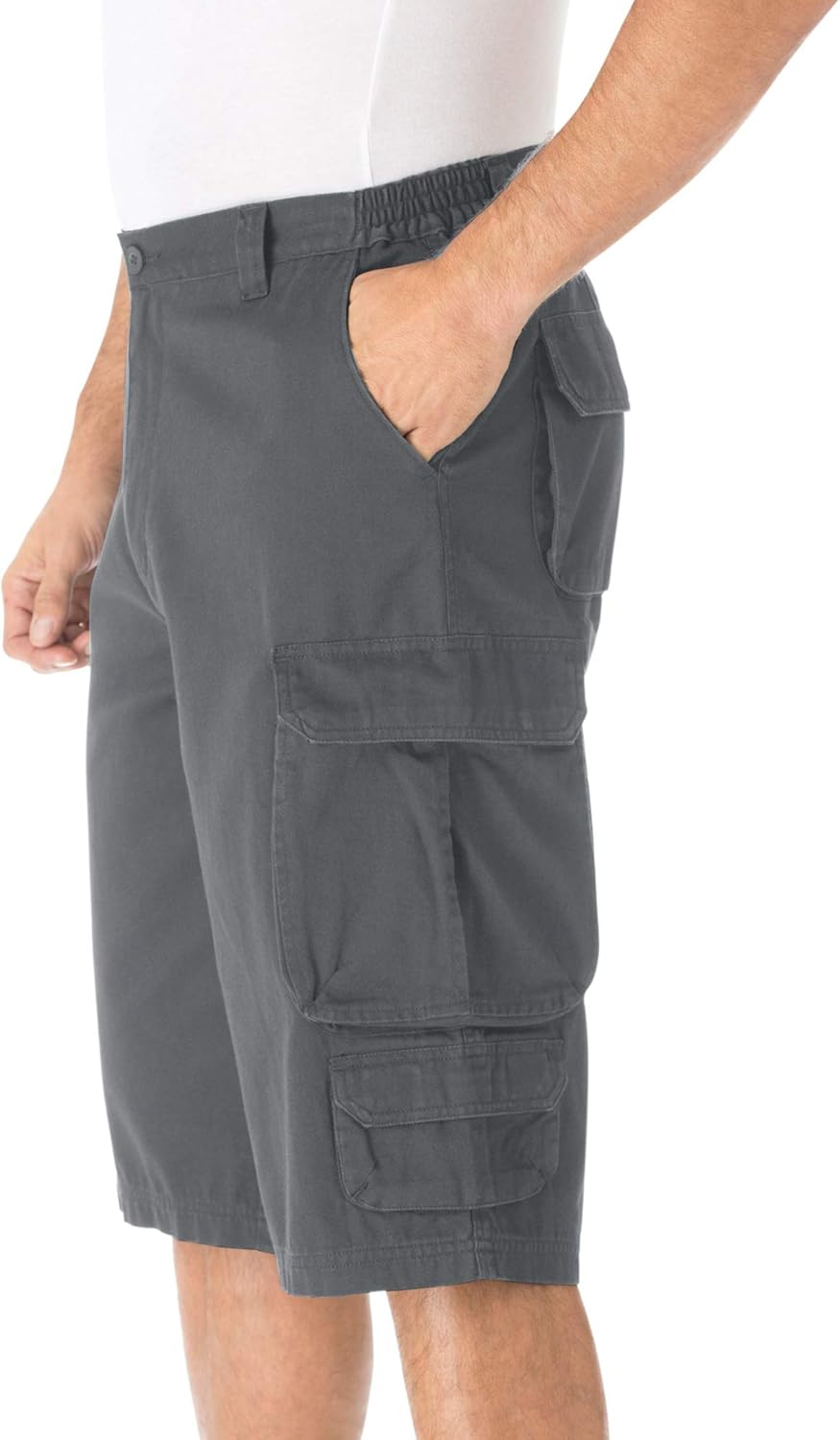 KingSize Mens Big ampamp Tall 14quot Side Elastic Cargo ShortsKhaki