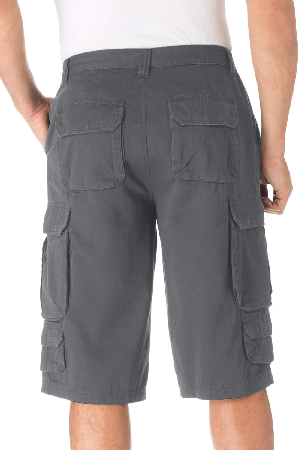 KingSize Mens Big ampamp Tall 14quot Side Elastic Cargo ShortsSteel