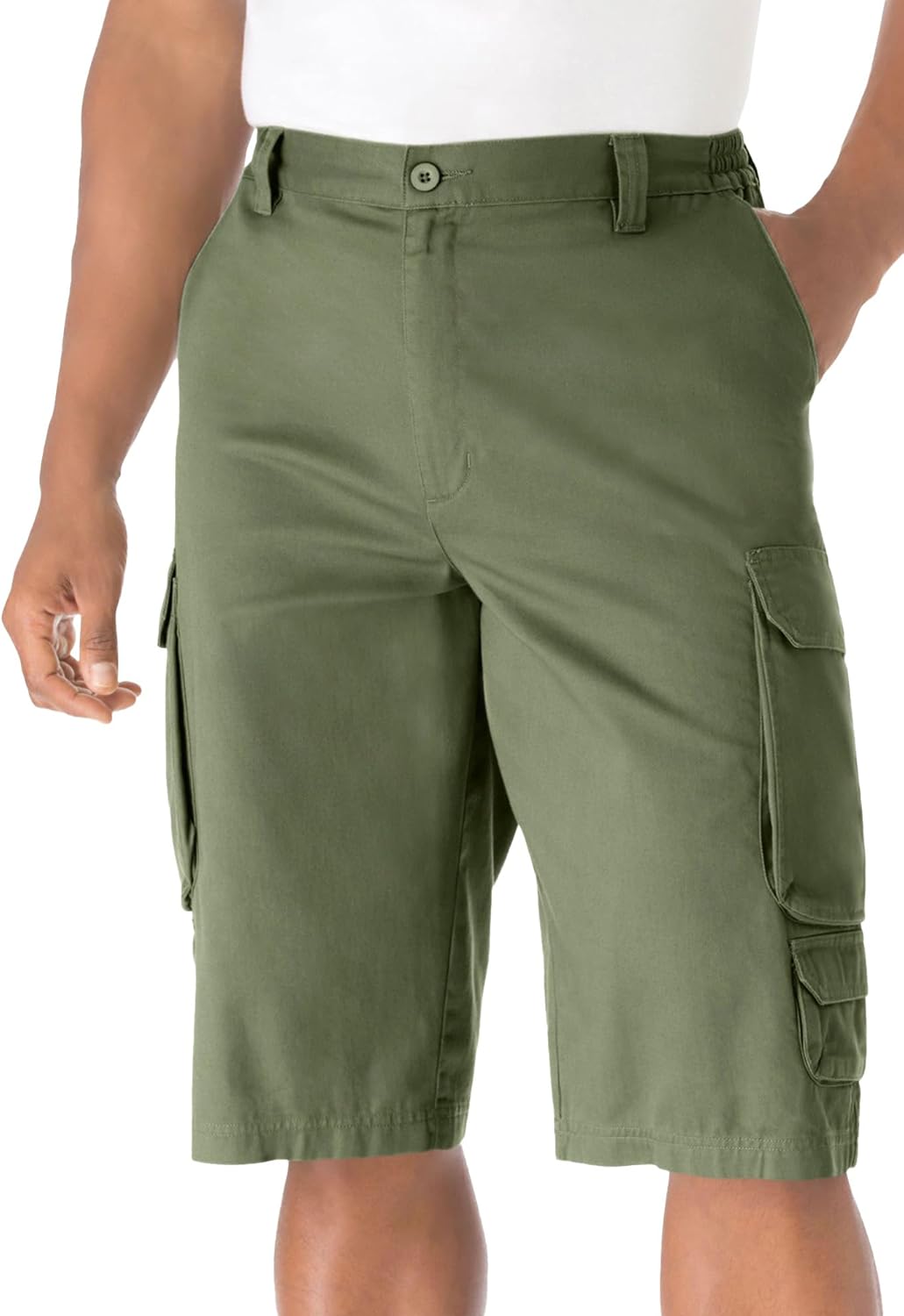 KingSize Mens Big ampamp Tall 14quot Side Elastic Cargo ShortsSteel