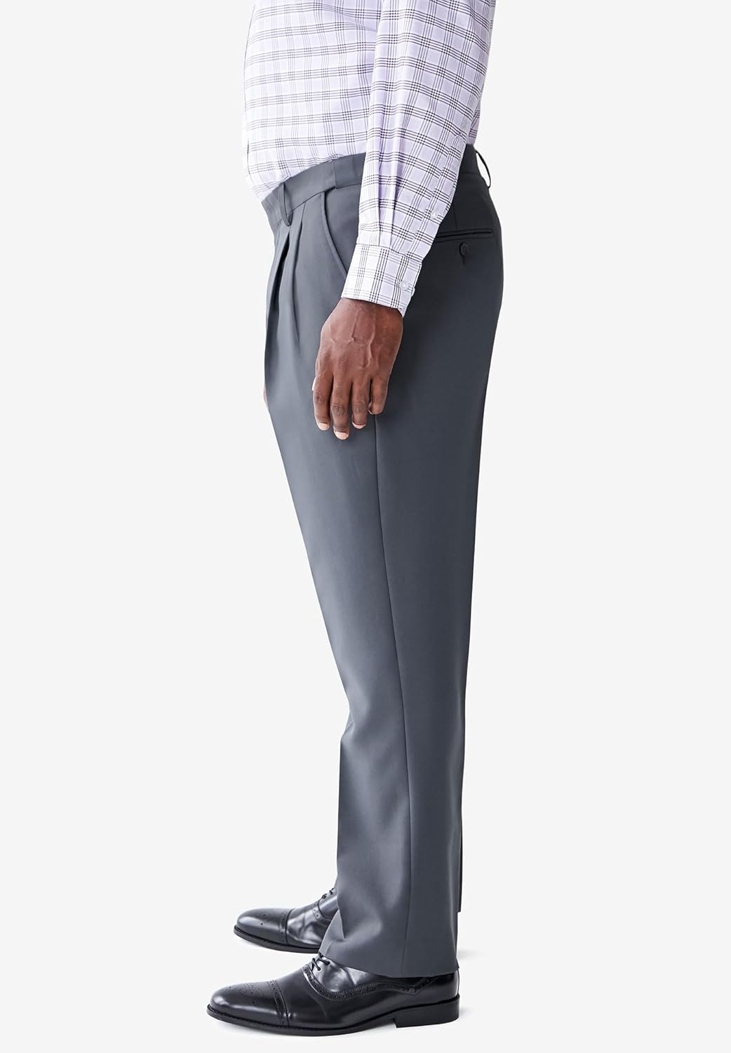 KingSize Mens Big ampamp Tall Easy Movement PleatFront Expandable Dress PantsGrey