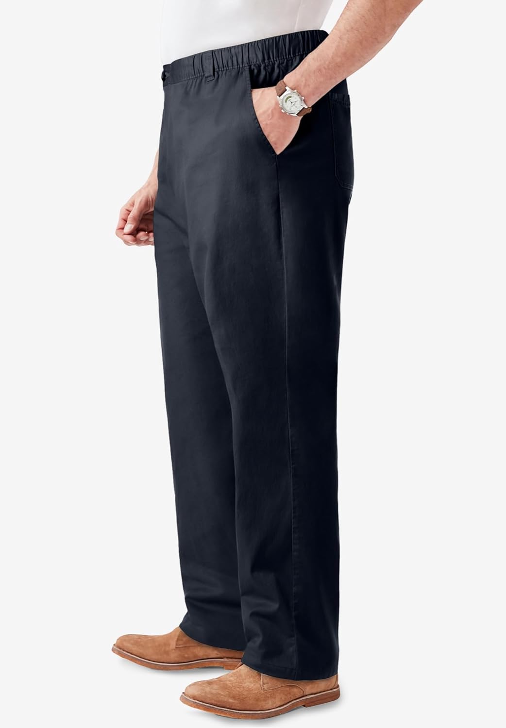 KingSize Mens Big ampamp Tall Knockarounds FullElastic Waist Pants in Twill Or DenimBlack