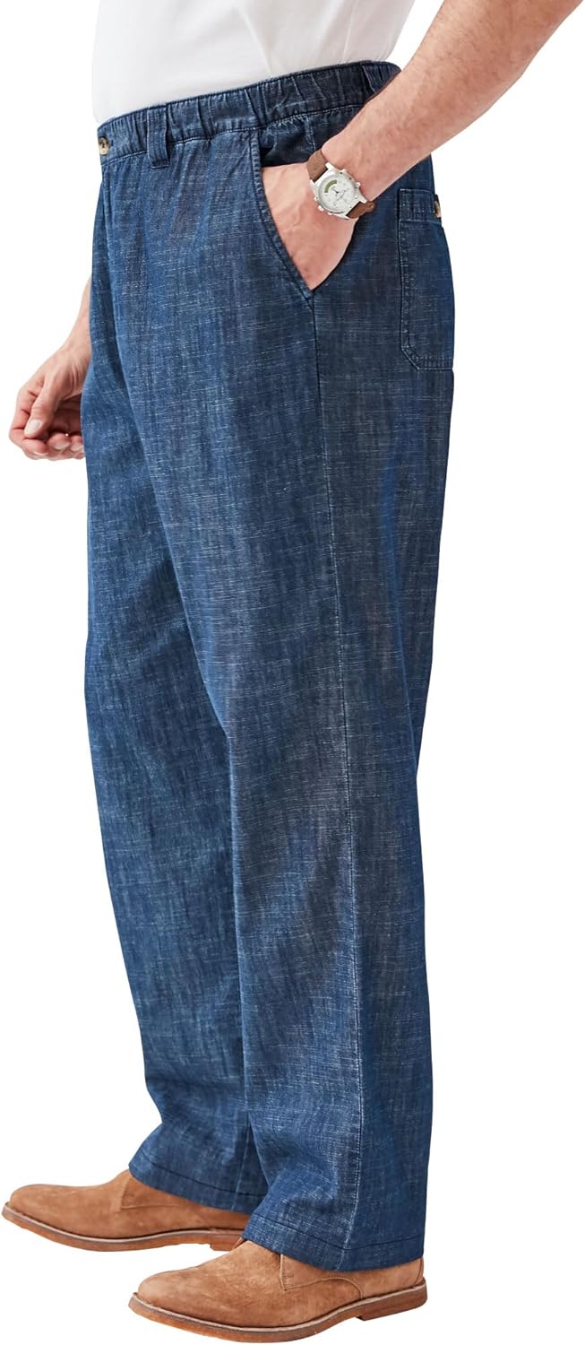 KingSize Mens Big ampamp Tall Knockarounds FullElastic Waist Pants in Twill Or DenimIndigo