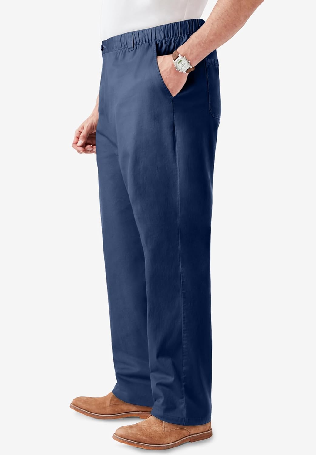 KingSize Mens Big ampamp Tall Knockarounds FullElastic Waist Pants in Twill Or DenimNavy